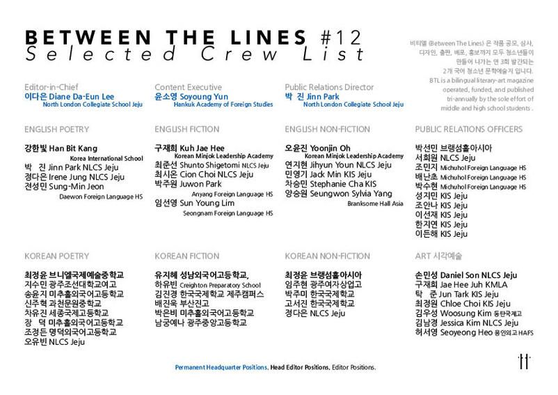 Between The Lines #12 Selected Crew List